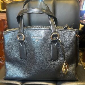 Michael Kors Emma Satchel Black Leather Handbag